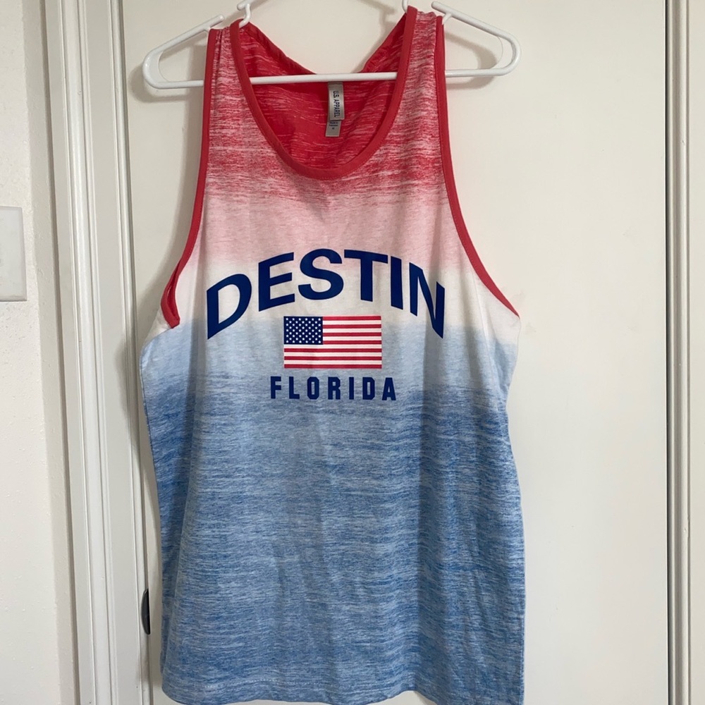 U.S. Apparel Mens Red, White and Blue Destin Florida Tank Top